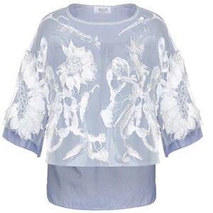 Blue Floral Embroidered Blouse